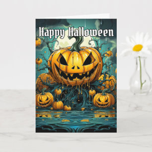 Happy Halloween Scary Pumpkin Design Card
