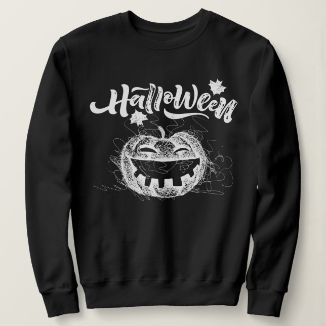 Happy Halloween Scary pumpkin Face  Sweatshirt (Design Front)