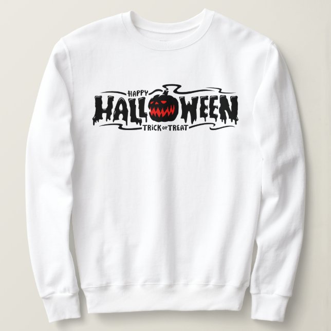 Happy Halloween Scary pumpkin Face Sweatshirt (Design Front)