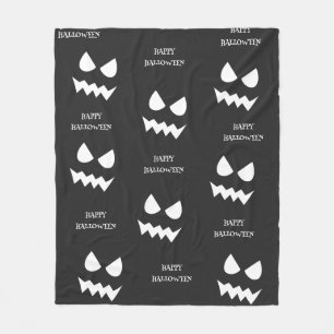 Happy Halloween Scary Pumpkin Ghost Face  Fleece Blanket