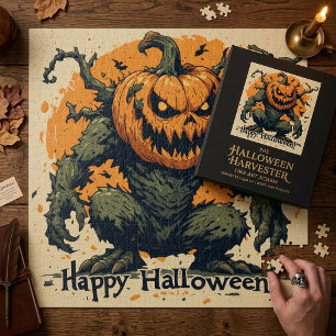 Happy Halloween Scary Pumpkin Tree Jigsaw Puzzle