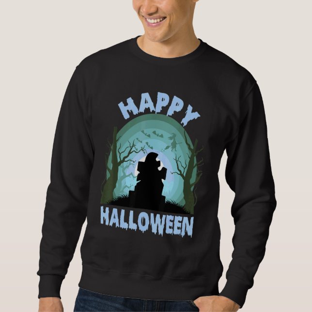 Happy Halloween Scary Tombstone Sweatshirt (Front)