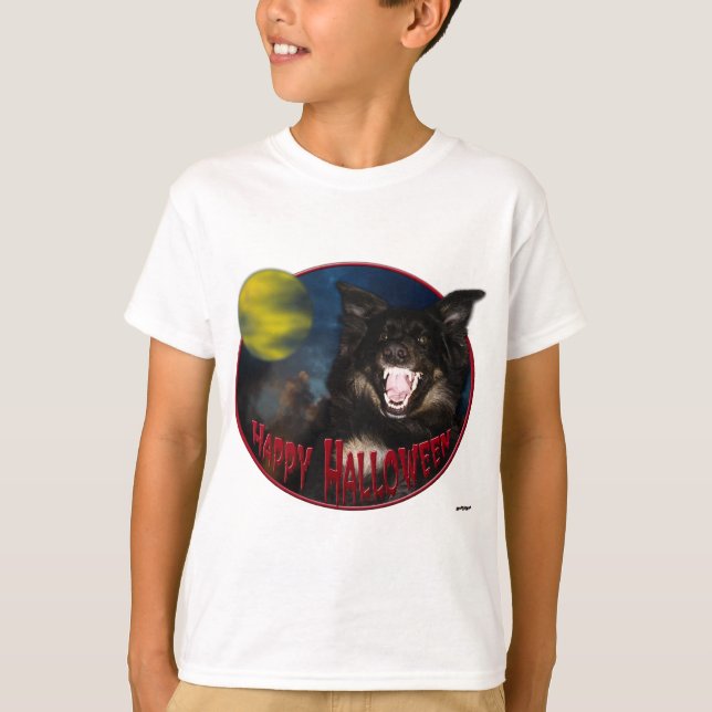 Happy Halloween Scary Wolf T-Shirt (Front)