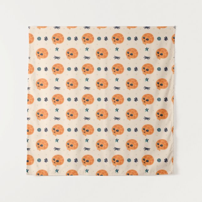 Happy Halloween seamless pattern, background. Skul Tapestry (Front)
