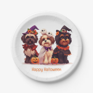 Happy Halloween Shih Tzu Dogs Paper Plate