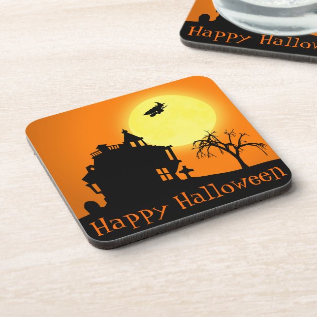 Happy Halloween Silhouette Landscape Coaster (Left Side)