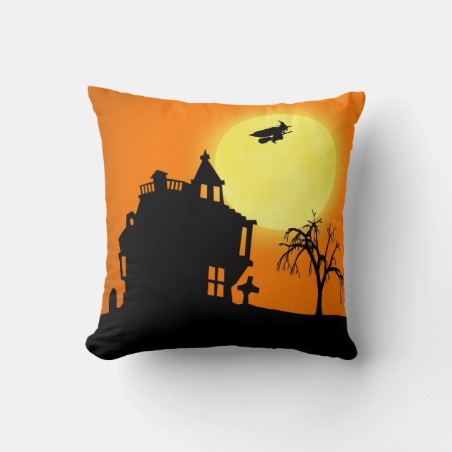 Happy Halloween Silhouette Landscape Cushion (Front)