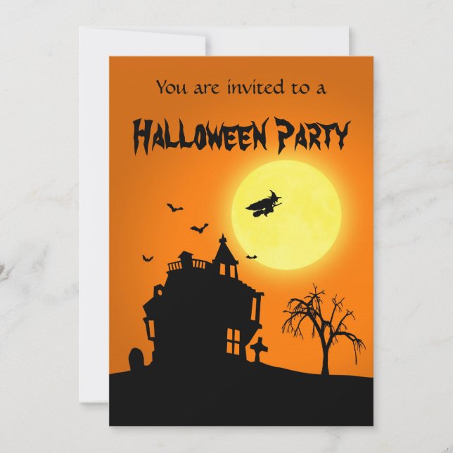 Happy Halloween Silhouette Landscape Invitation (Front)