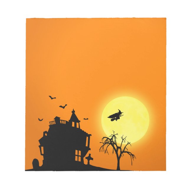 Happy Halloween Silhouette Landscape Notepad (Front)