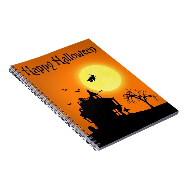 Happy Halloween Silhouette Landscape Spiral Notebook (Right Side)