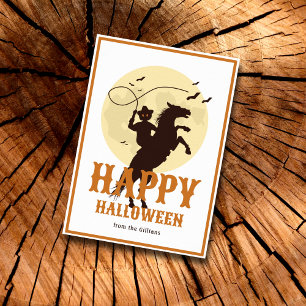 happy halloween sillouette family name poster