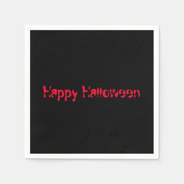 Happy Halloween Simple Clean Solid Black Napkins (Front)