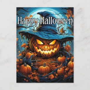 Happy Halloween Sinister Pumpkin Postcard
