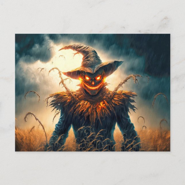 Happy Halloween | Sinister Scarecrow Postcard (Front)
