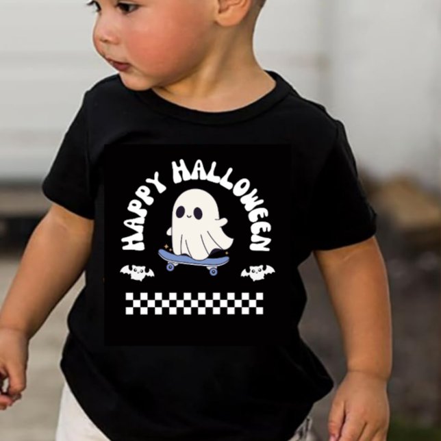 Happy Halloween Skater Ghost Toddler Boy  Baby T-Shirt (Creator Uploaded)
