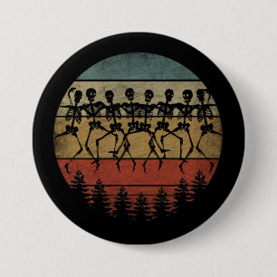 HAPPY HALLOWEEN SKELETON DANCE 7.5 CM ROUND BADGE