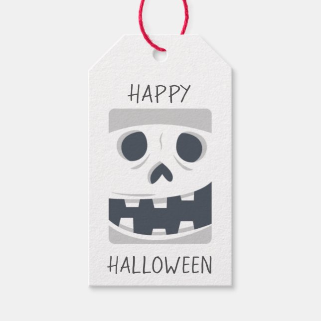 Happy Halloween Skeleton Face Gift Tags (Front)