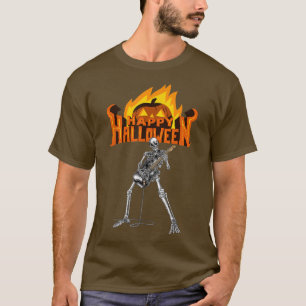Happy Halloween Skeleton Playing Guitar Fun Spooky T-Shirt