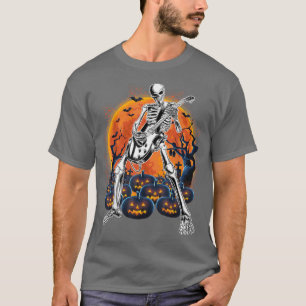 Happy Halloween Skeleton Playing Guitar Pumpkin Vi T-Shirt