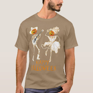 Happy Halloween Skeleton Pumpkin Playing Guitar 16 T-Shirt