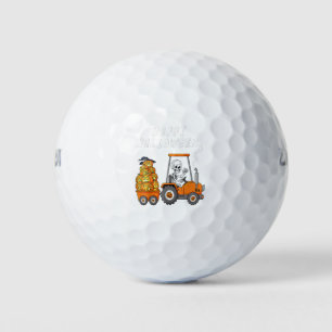 Happy Halloween Skeleton Riding Tractor Boys Kids Golf Balls
