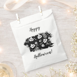Happy Halloween Skeleton Skull Bones Pattern Favour Bags