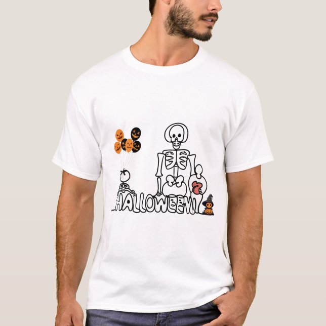 Happy Halloween Skeleton T-Shirt (Front)