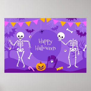 Happy Halloween Skeletons Poster