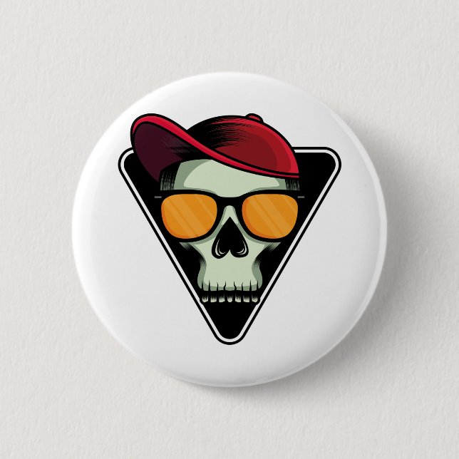 Happy halloween skull 6 cm round badge (Front)
