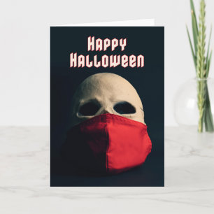 Happy Halloween Skull in Covid-19 Face Mask Holiday Card