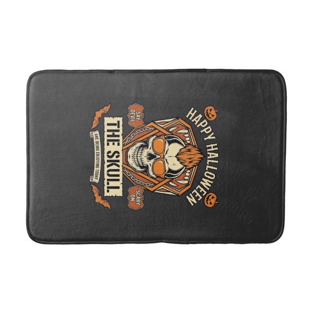 Happy Halloween Skull Mohawk Sunglasses Pumpkins B Bath Mat (Front)