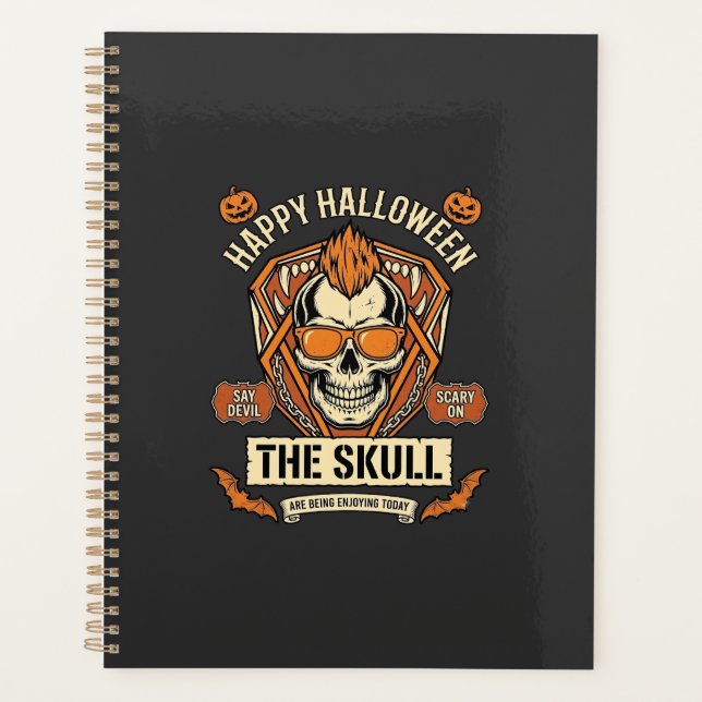 Happy Halloween Skull Mohawk Sunglasses Pumpkins B Planner (Front)