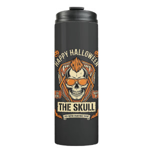 Happy Halloween Skull Mohawk Sunglasses Pumpkins B Thermal Tumbler