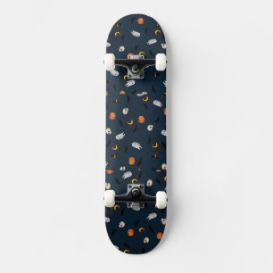 Happy Halloween skull,Moon,Bat Pattern Skateboard