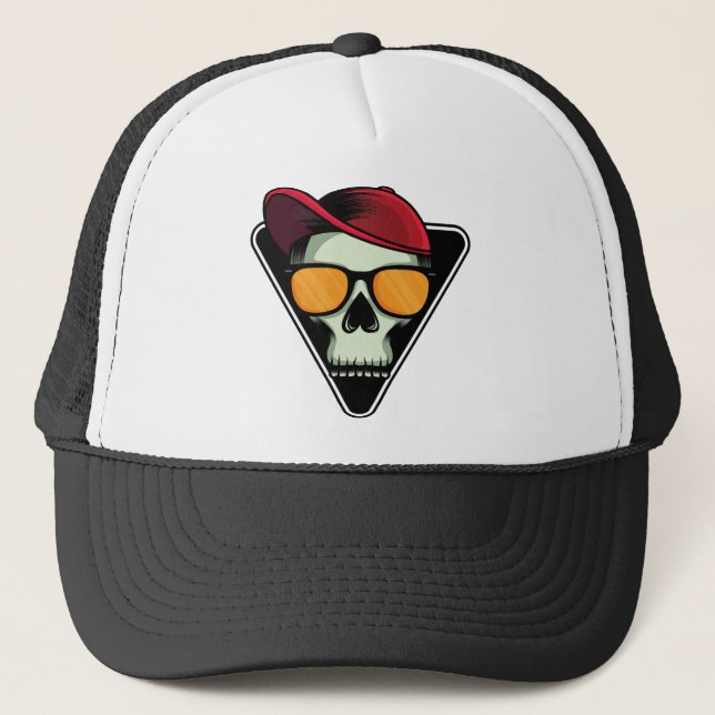 Happy halloween skull trucker hat (Front)