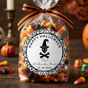 Happy Halloween Skull Witch Hat Custom Family Classic Round Sticker