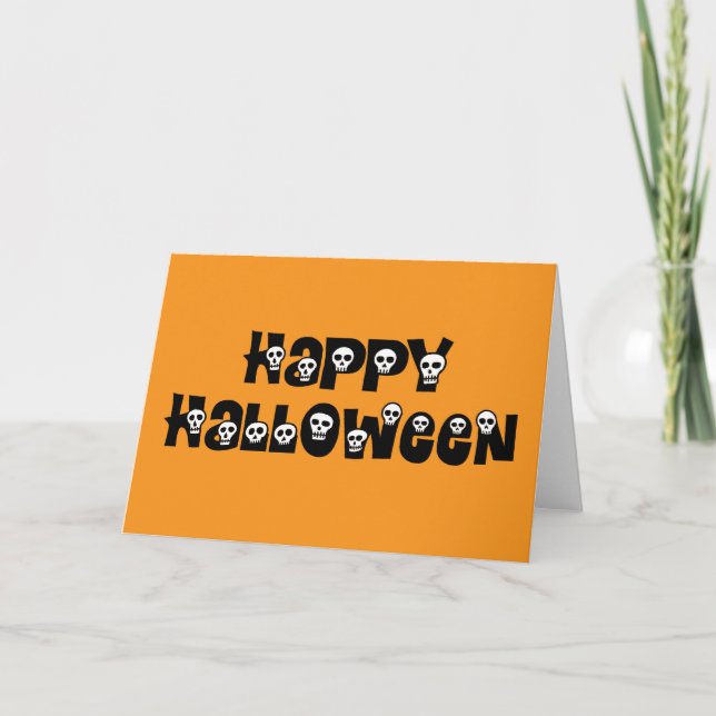 Happy Halloween Skulls Card (Front)