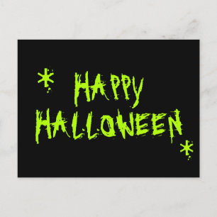 Happy Halloween slimy neon green and black spooky  Postcard
