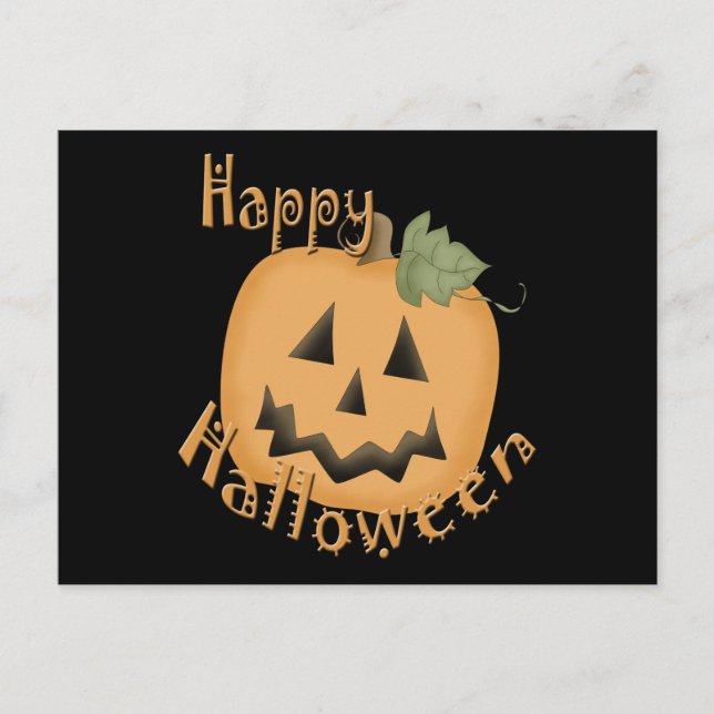 Happy Halloween Smiling Jack O'Lantern Postcard (Front)