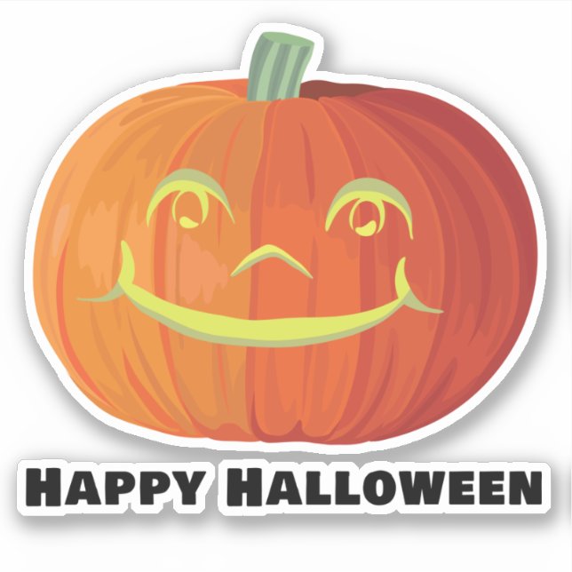 Happy Halloween Smiling Pumpkin Sticker (Front)