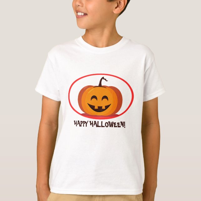 Happy Halloween Smiling Pumpkin T-Shirt (Front)