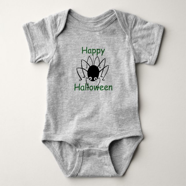 Happy Halloween Spider Baby Bodysuit (Front)