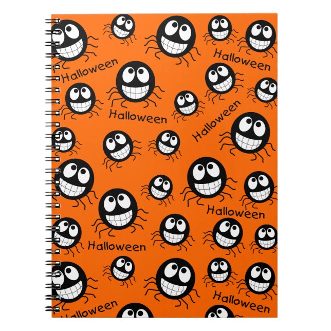 Happy Halloween Spider Collage Spiral Notebook (Front)