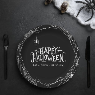 Happy Halloween Spider Eat Drink Be Scary Paper Plate