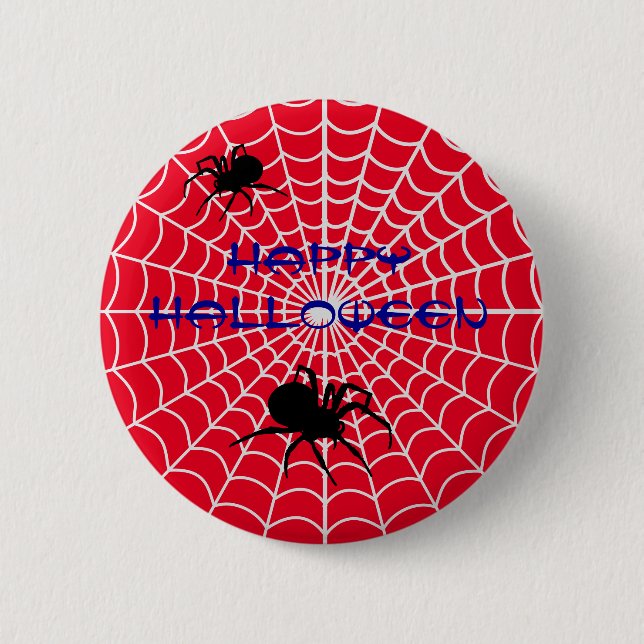 Happy Halloween Spider Pin Button (Front)