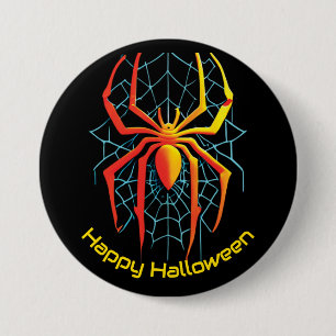 Happy Halloween Spider Web 7.5 Cm Round Badge