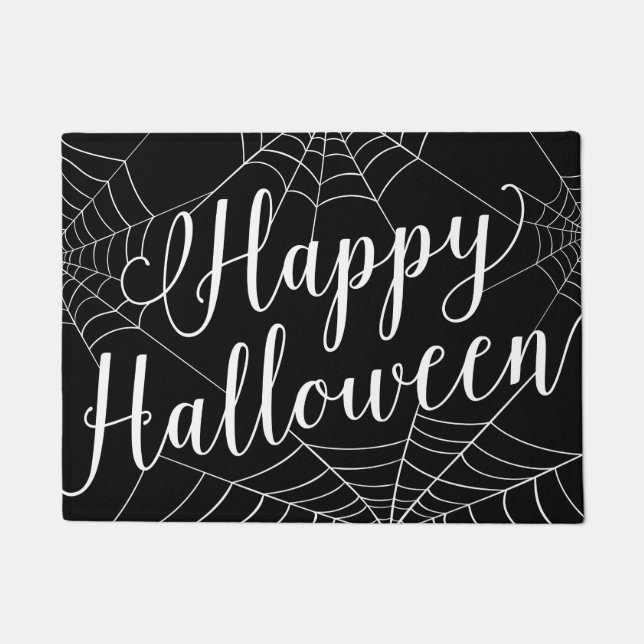 Happy Halloween Spider Web Doormat (Front)