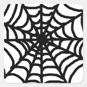 Happy Halloween Spider Web Square Sticker
