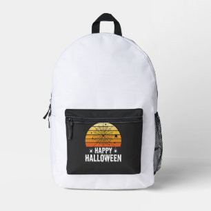 Happy Halloween Spider Web Sunset Design Printed Backpack