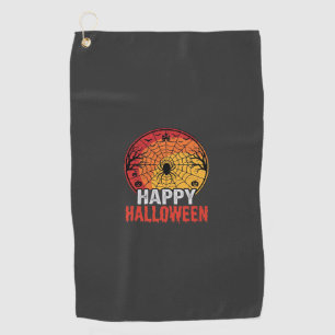 Happy Halloween Spider Web Vector Design Golf Towel